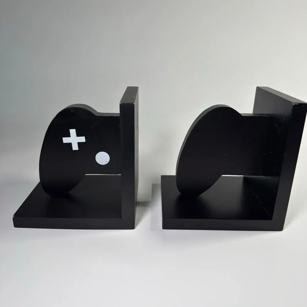 Game Controller Bookends Black Video Game Shelf Organizer Set Kids Room Decor